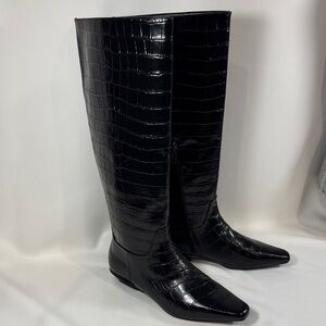 Jeffrey Campbell Croc-Embossed Woman’s Passo Knee-High Boots size 7 1/2 (NEW)